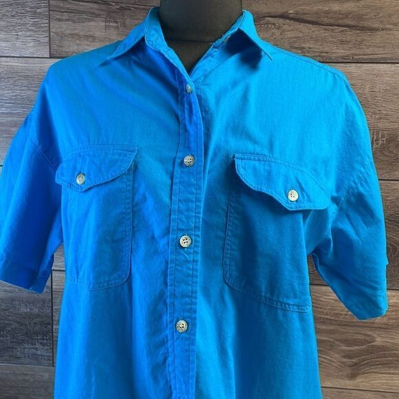 BEST American Clothing Co,Ladies Button Up Top, Size S, Blue - Picture 2 of 8